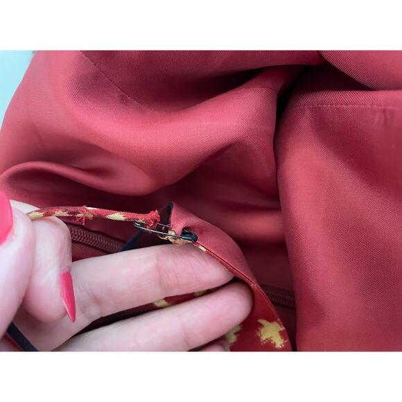 Lauren Ralph Lauren Western Silk Sundress Red Boho Print Sleeveless Womens 12P - Picture 10 of 14